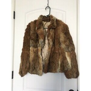 Vintage Jacques Aran NY Paris Brown Rabbit Fur Coat Short Jacket Size Unknown